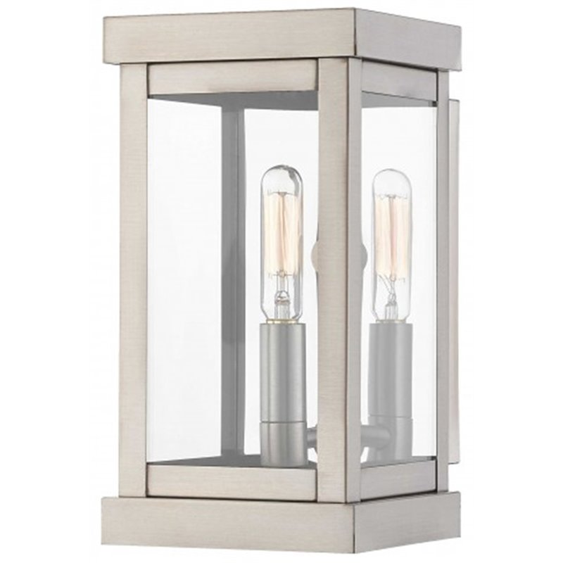 Beaumont Lane Contemporary Outdoor Wall Lantern in Brushed Nickel
