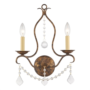 Beaumont Lane Contemporary 2 Light Venetian Golden Bronze Wall Sconce