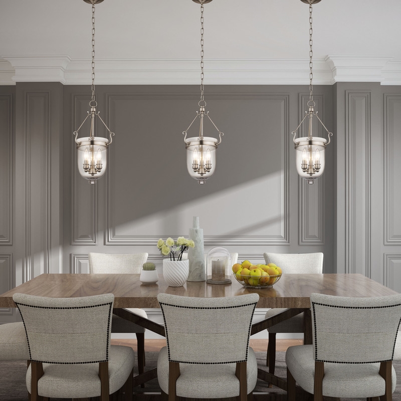 Beaumont Lane Contemporary 3 Light Brushed Nickel Chain Lantern