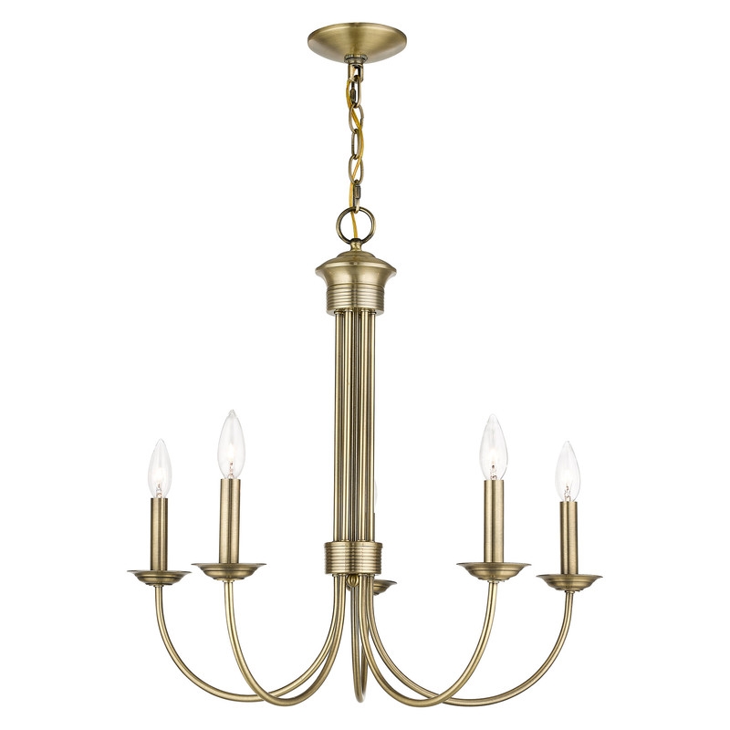 Beaumont Lane Contemporary 5 Light Chandelier in Antique Brass