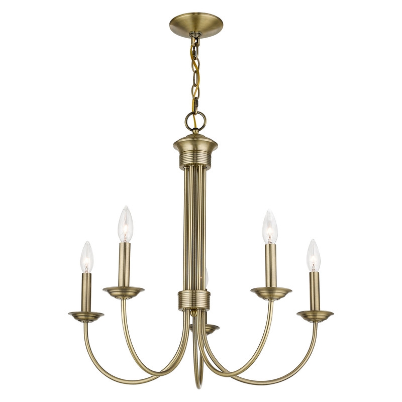 Beaumont Lane Contemporary 5 Light Chandelier in Antique Brass