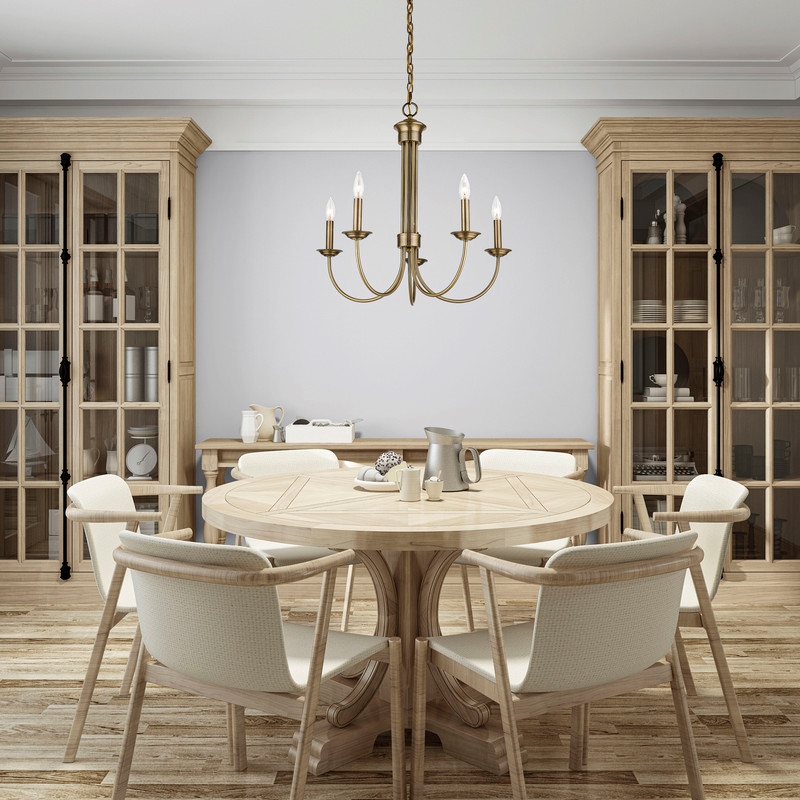 Beaumont Lane Contemporary 5 Light Chandelier in Antique Brass