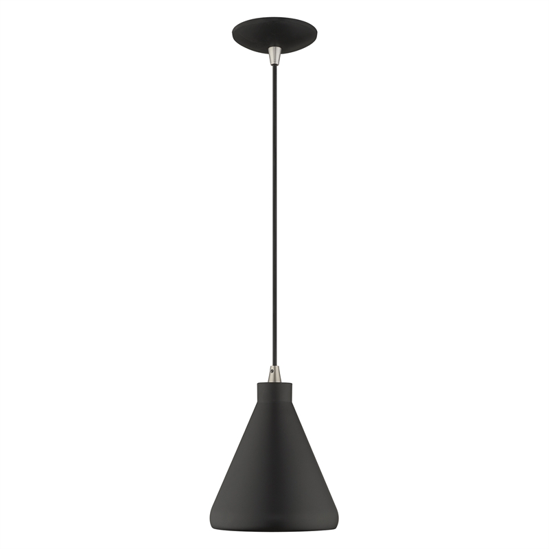 Beaumont Lane Contemporary 1-Light Metal Single Pendant in Black