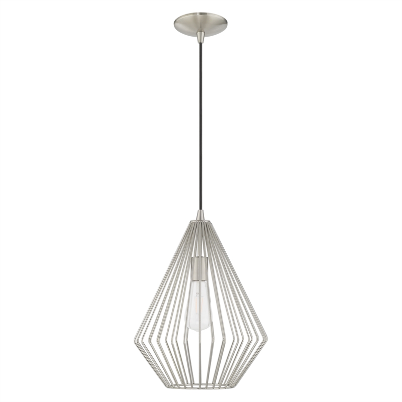 Beaumont Lane 1-Light Farmhouse Metal Single Pendant in Brushed Nickel