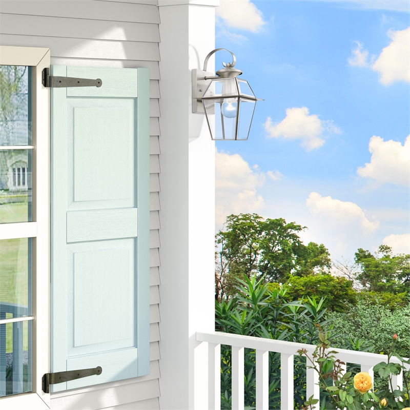 Beaumont Lane Traditional 1-Light Brass Outdoor Wall Lantern in Brushed Nickel