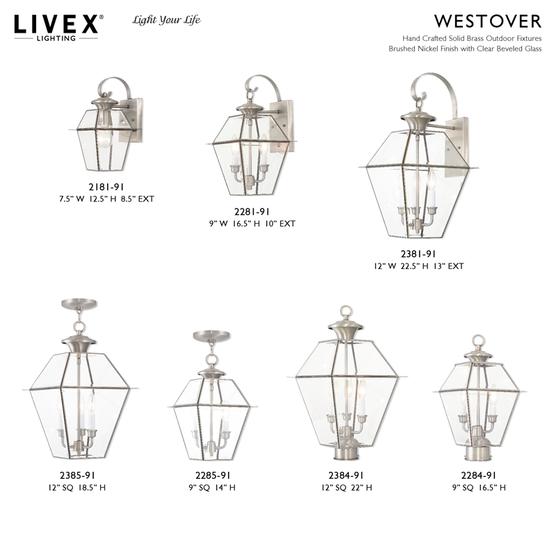 Beaumont Lane Traditional 1-Light Brass Outdoor Wall Lantern in Brushed Nickel
