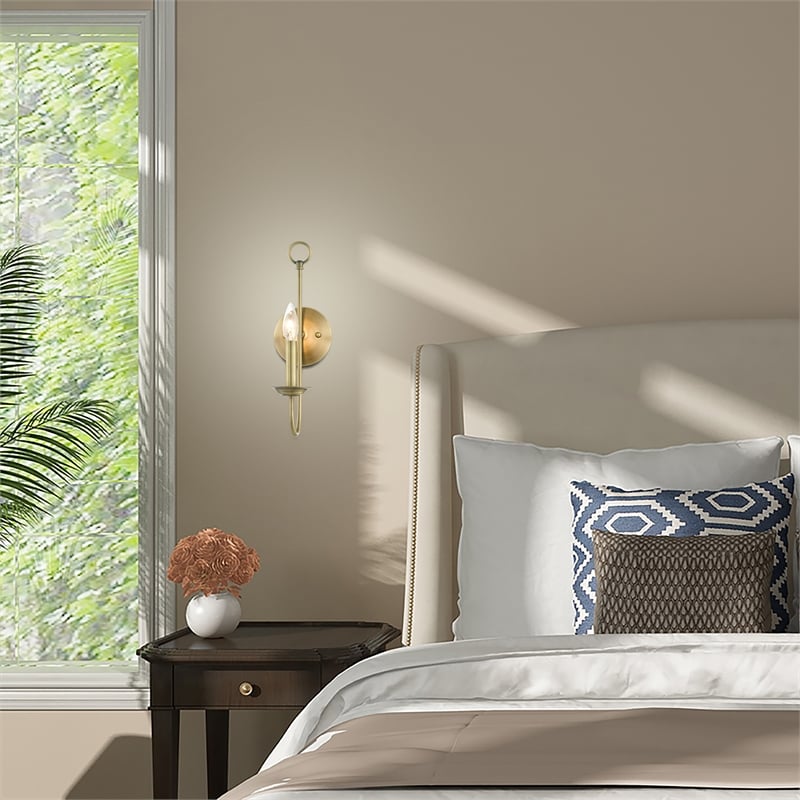 Beaumont Lane Contemporary 1-Light Metal Wall Sconce in Antique Brass
