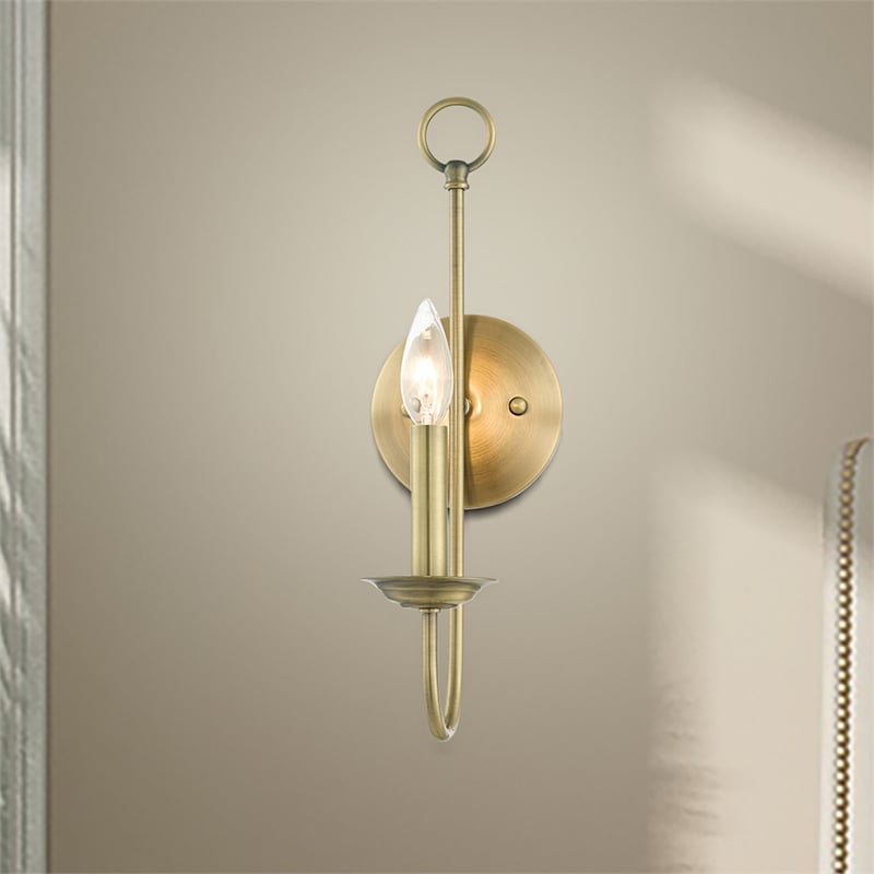 Beaumont Lane Contemporary 1-Light Metal Wall Sconce in Antique Brass