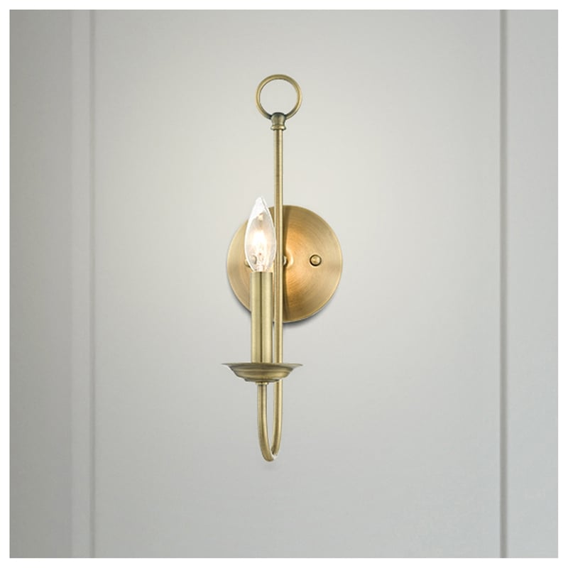 Beaumont Lane Contemporary 1-Light Metal Wall Sconce in Antique Brass