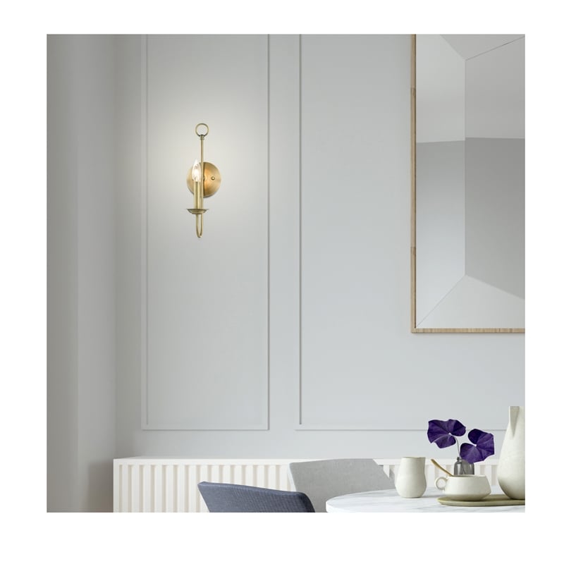 Beaumont Lane Contemporary 1-Light Metal Wall Sconce in Antique Brass