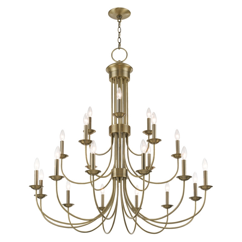Beaumont Lane Contemporary 15 Light Foyer Chandelier in Antique Brass