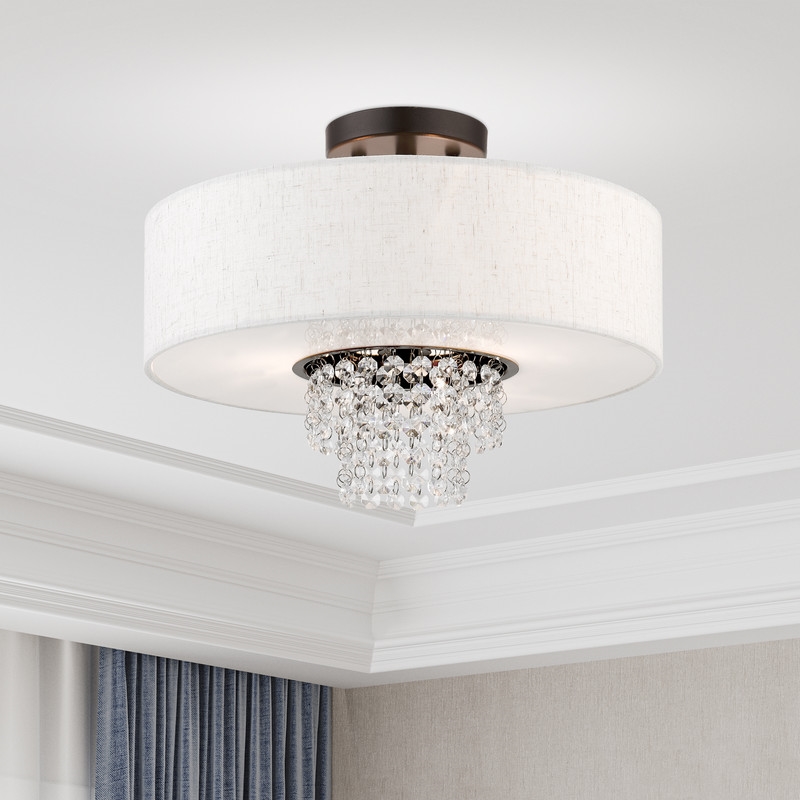 Beaumont Lane Contemporary 3 Light Semi Flush Mount in English Bronze
