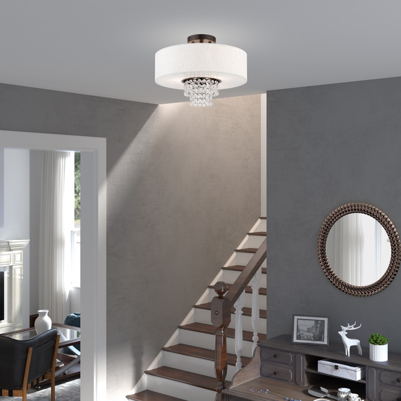 Beaumont Lane Contemporary 3 Light Semi Flush Mount in English Bronze