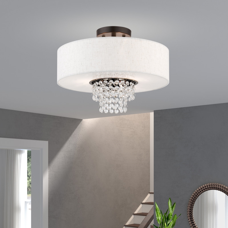 Beaumont Lane Contemporary 3 Light Semi Flush Mount in English Bronze
