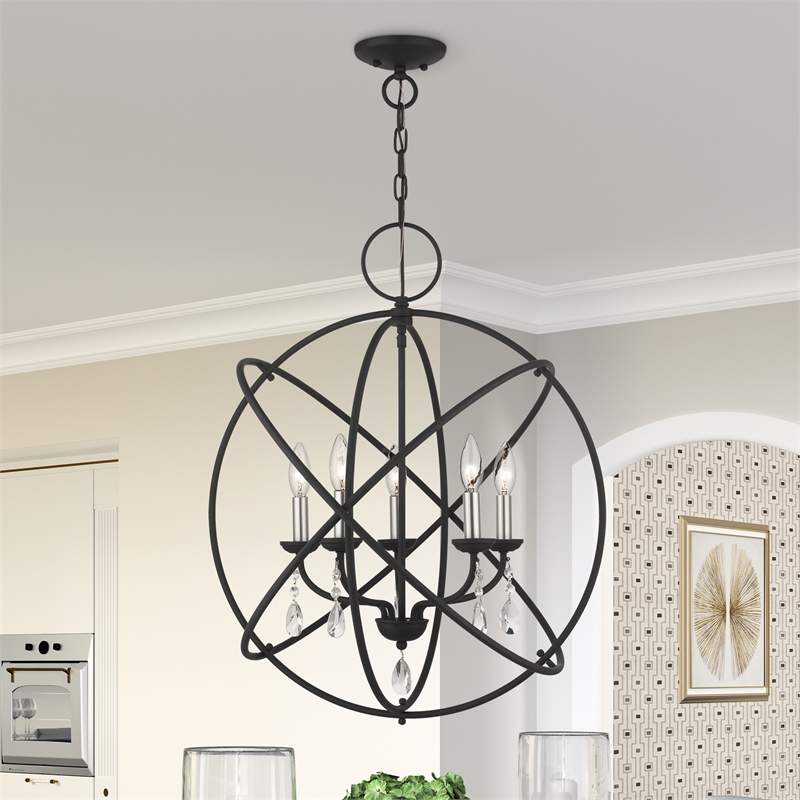 Beaumont Lane Transitional 5-Light Metal Chandelier in Black
