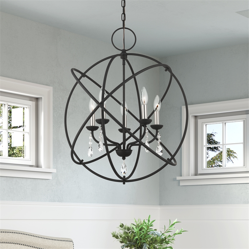 Beaumont Lane Transitional 5-Light Metal Chandelier in Black