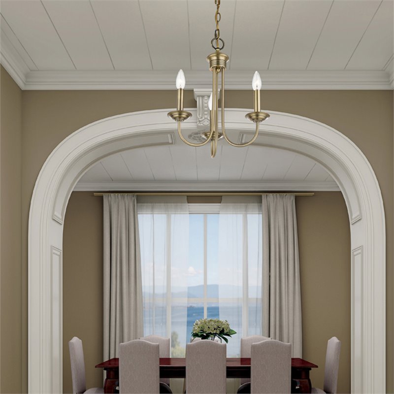 Beaumont Lane Contemporary 3 Light Chandelier in Antique Brass