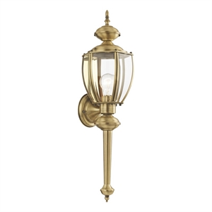 Beaumont Lane Contemporary 1 Light Antique Brass Outdoor Wall Lantern