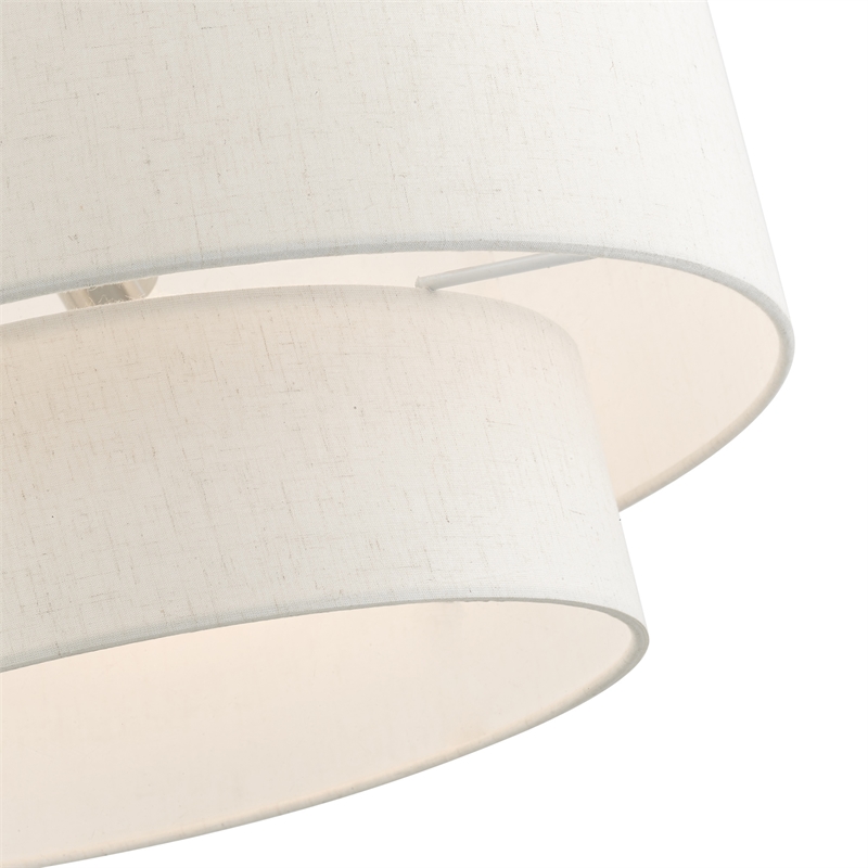 Beaumont Lane Modern 3-Light Metal & Fabric Pendant in Brushed Nickel
