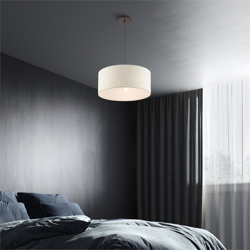 Beaumont Lane Modern 3-Light Metal Drum Pendant in English Bronze