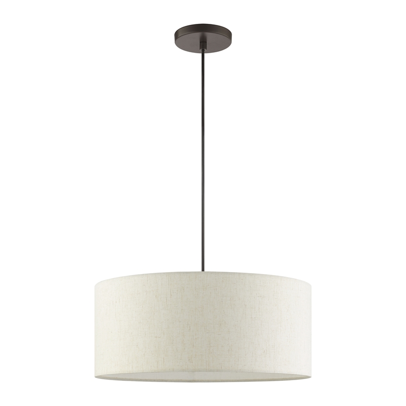 Beaumont Lane Modern 3-Light Metal Drum Pendant in English Bronze