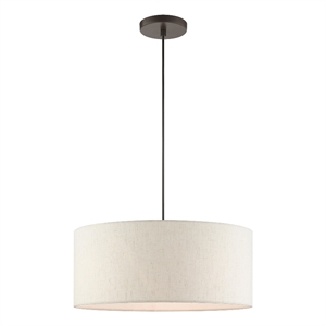 Beaumont Lane Modern 3-Light Metal Drum Pendant in English Bronze
