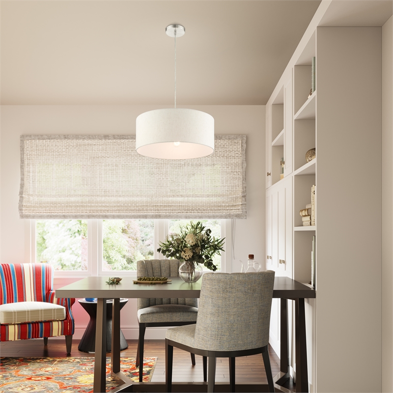 Beaumont Lane Modern 3-Light Metal Drum Pendant in Brushed Nickel