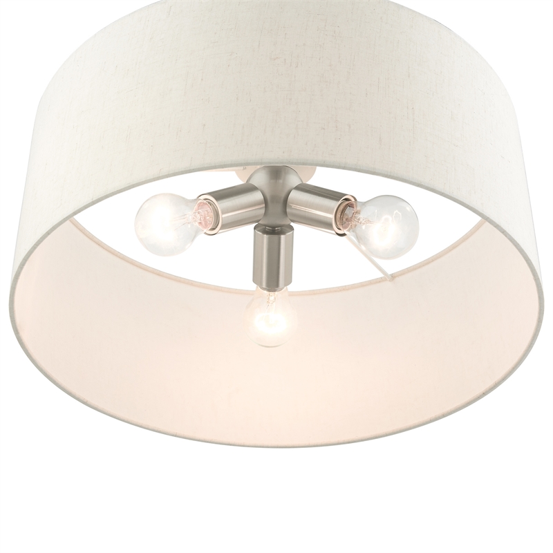 Beaumont Lane Modern 3-Light Metal Drum Pendant in Brushed Nickel