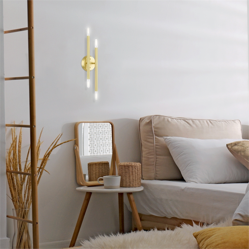 Beaumont Lane Modern 4-Light Metal ADA Wall Sconce in Satin Brass