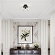 Beaumont Lane Transitional 3-Light Metal & Glass Flush Mount in Black