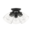 Beaumont Lane Transitional 3-Light Metal & Glass Flush Mount in Black
