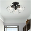 Beaumont Lane Transitional 3-Light Metal & Glass Flush Mount in Black