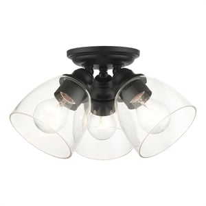 Beaumont Lane Transitional 3-Light Metal & Glass Flush Mount in Black