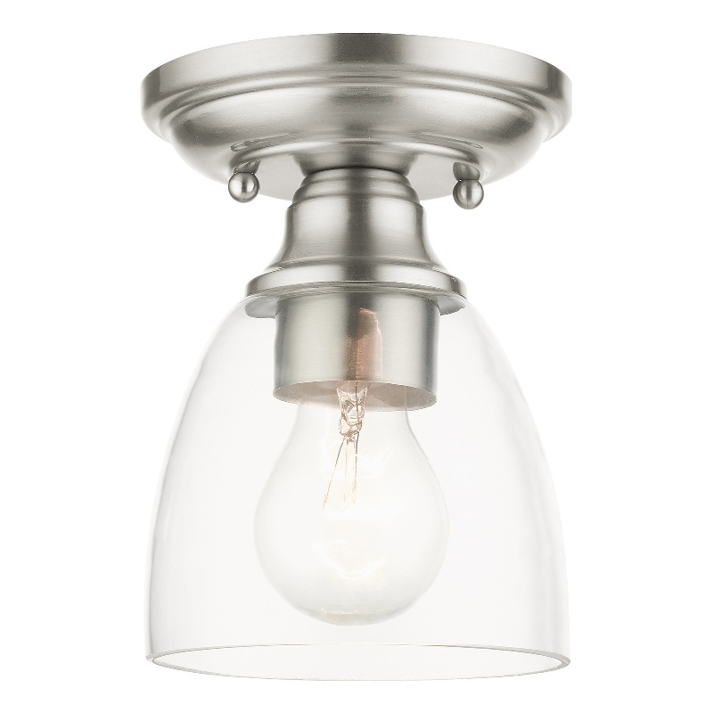 Beaumont Lane Transitional 1-Light Metal & Glass Flush Mount in Brushed Nickel