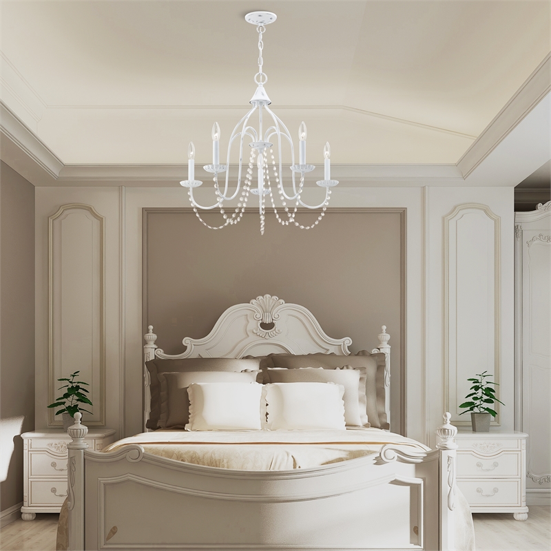 Beaumont Lane Contemporary 5-Light Metal Chandelier in Antique White