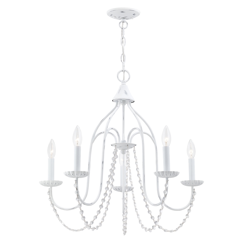 Beaumont Lane Contemporary 5-Light Metal Chandelier in Antique White