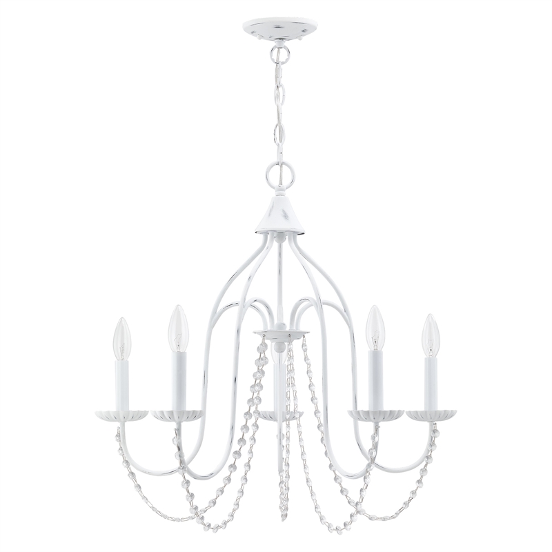 Beaumont Lane Contemporary 5-Light Metal Chandelier in Antique White