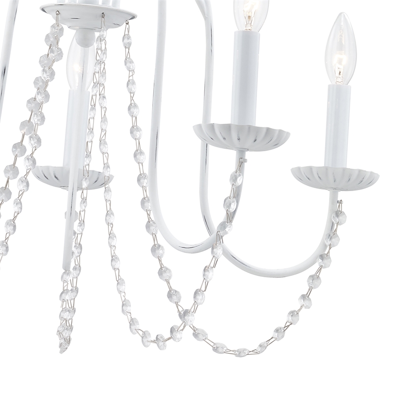 Beaumont Lane Contemporary 5-Light Metal Chandelier in Antique White