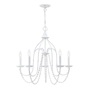 Beaumont Lane Contemporary 5-Light Metal Chandelier in Antique White