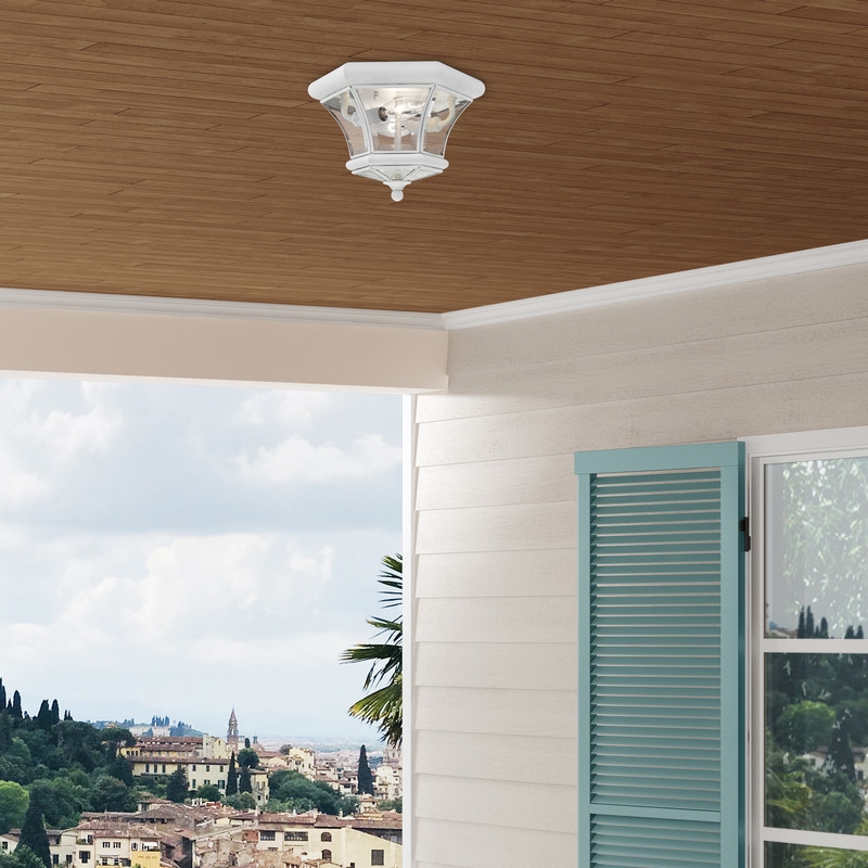 Beaumont Lane Contemporary Brass 2 Light White Ceiling Mount