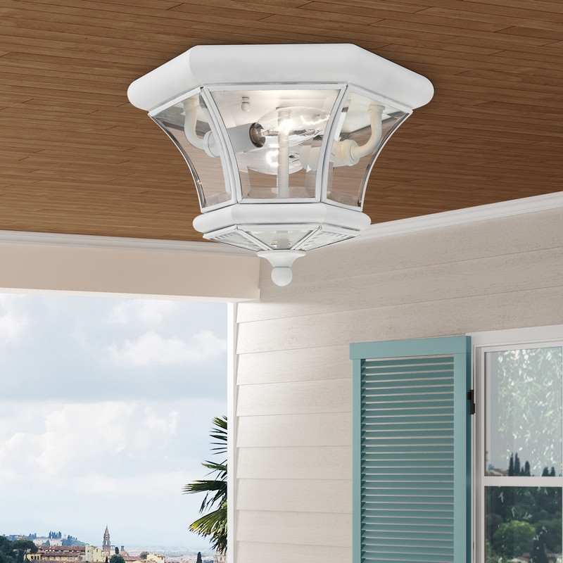 Beaumont Lane Contemporary Brass 2 Light White Ceiling Mount