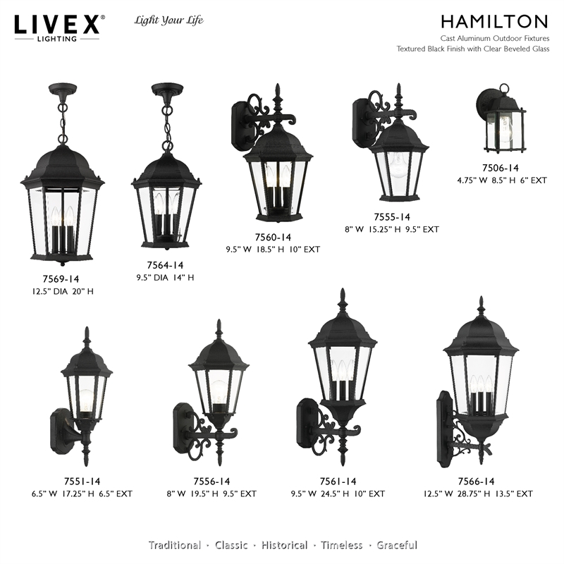 Beaumont Lane Traditional 3-Light Metal Outdoor Wall Lantern in Textured Black