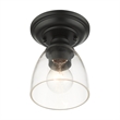 Beaumont Lane Transitional 1-Light Metal & Glass Flush Mount in Black