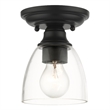 Beaumont Lane Transitional 1-Light Metal & Glass Flush Mount in Black