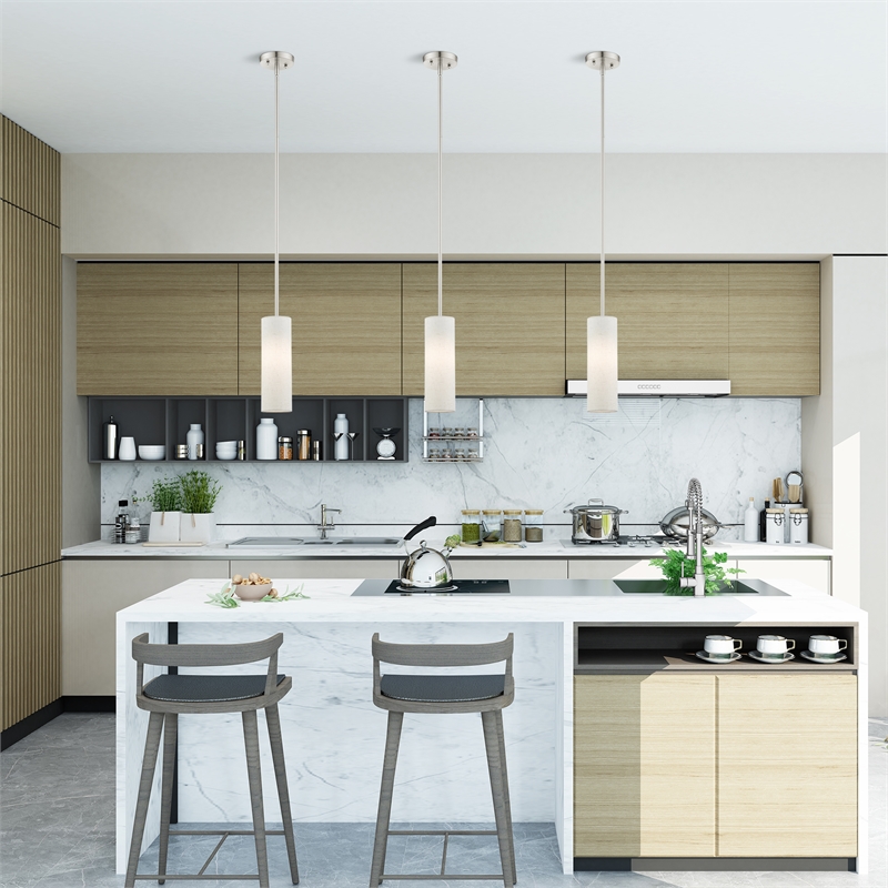 Beaumont Lane 1-Light Metal & Fabric Single Pendant in Brushed Nickel