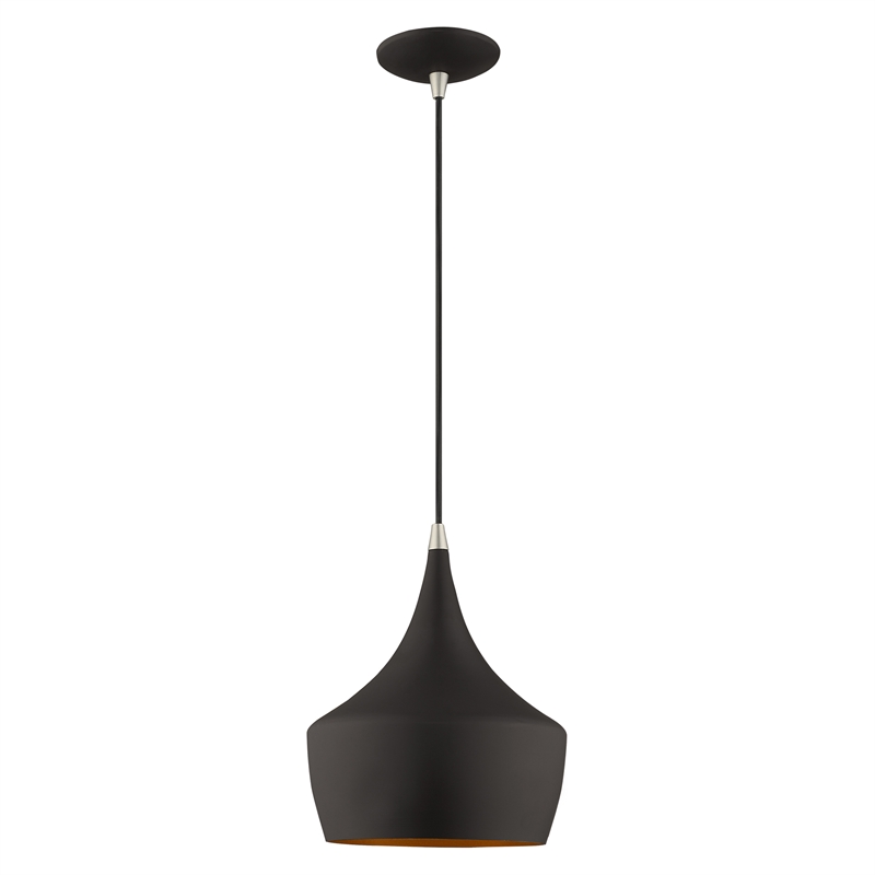 Beaumont Lane Mid-Century 1-Light Metal Single Pendant in Black