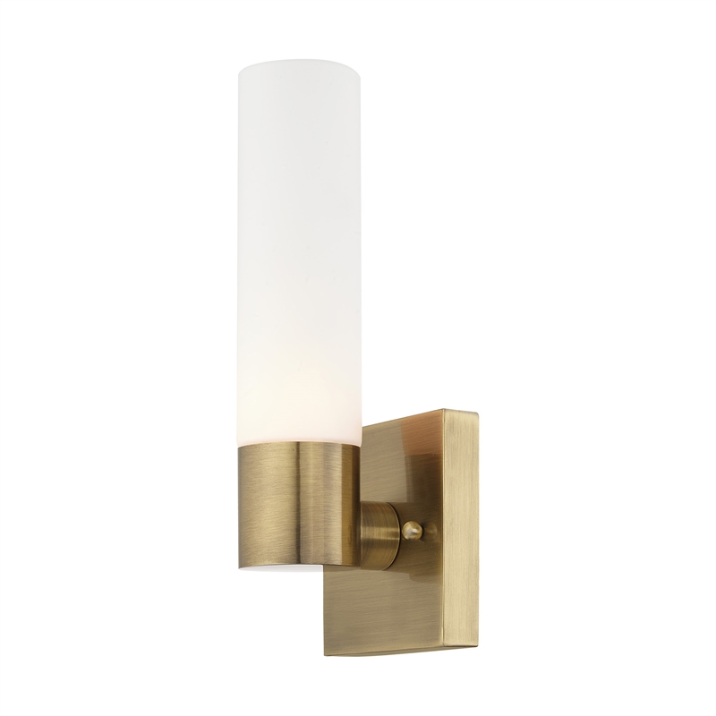 Beaumont Lane 1-Light Twist Lock Glass/Metal Wall Sconce in Antique Brass