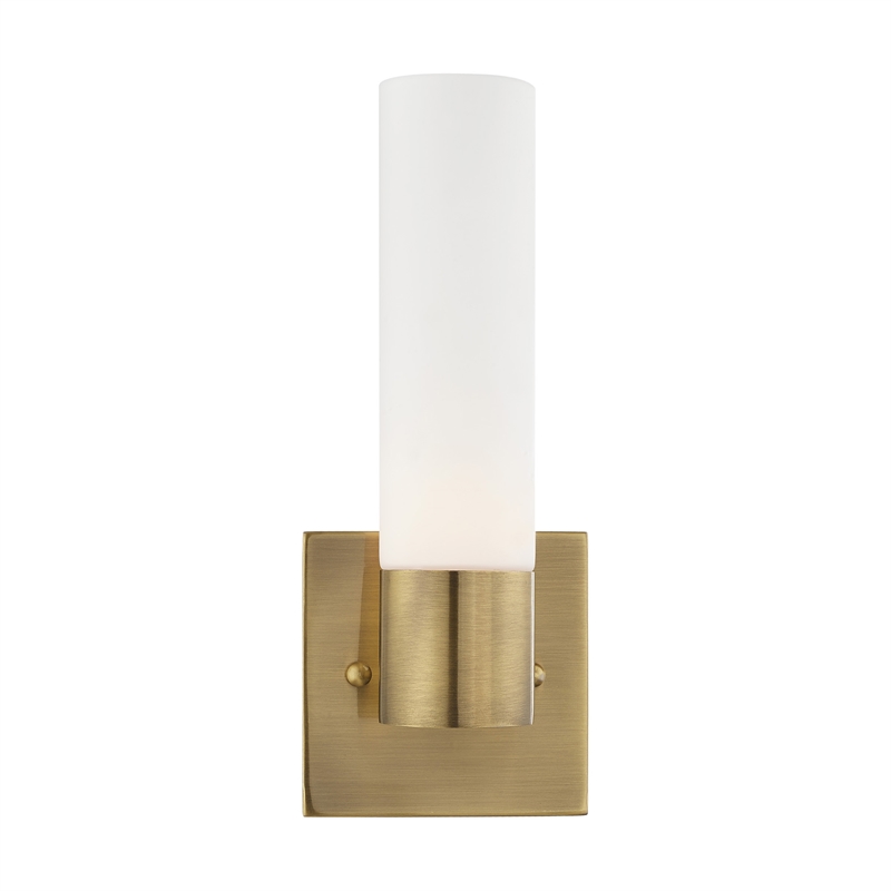 Beaumont Lane 1-Light Twist Lock Glass/Metal Wall Sconce in Antique Brass