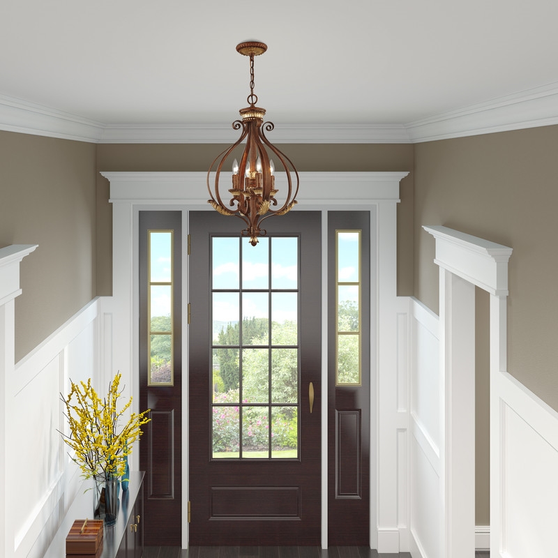 Beaumont Lane 4 Light Bronze Foyer with Aged Gold Leaf Accents Finish
