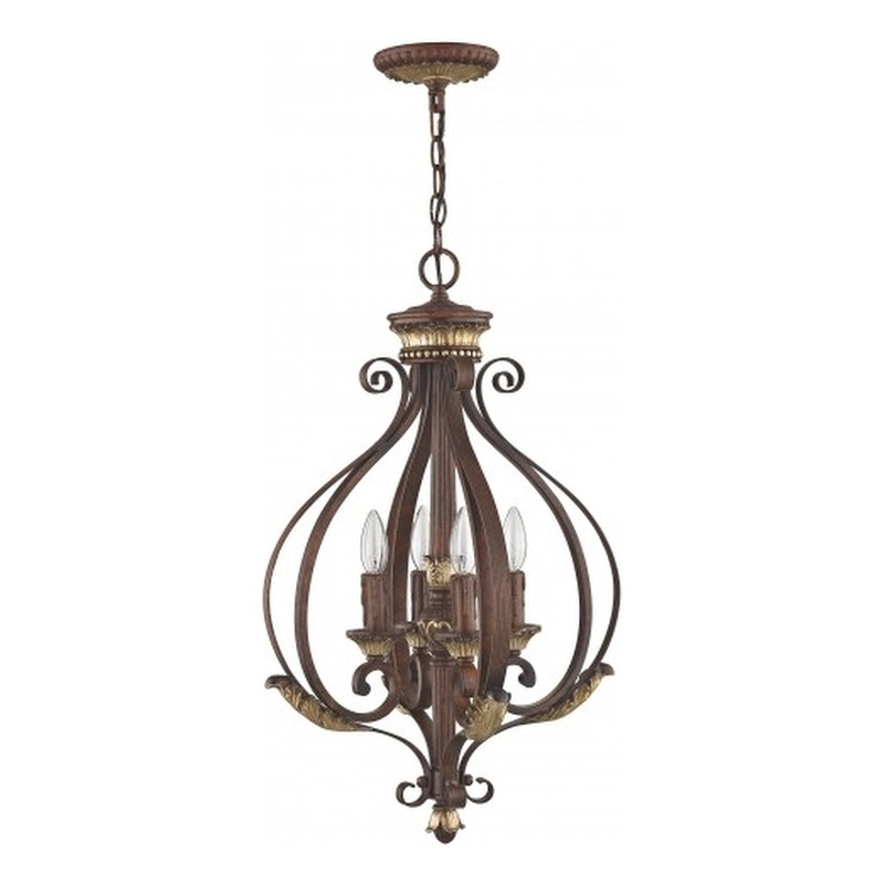 Beaumont Lane 4 Light Bronze Foyer with Aged Gold Leaf Accents Finish